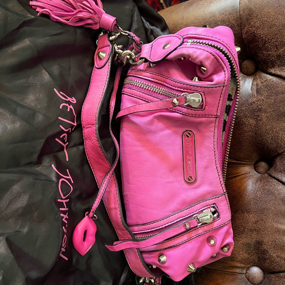 Betsey Johnson Pink Clutch with Silver Accents